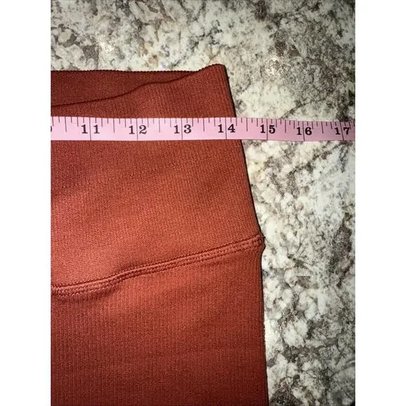 EUC Victoria Sport Victoria's Secret Ribbed Leggings Rust Orange L Large Fall - Picture 5 of 6
